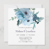 Pastel Blue Waterverf Rozen Elegant Verloving (Achterkant)