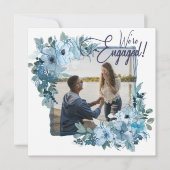 Pastel Blue Waterverf Rozen Elegant Verloving (Voorkant)