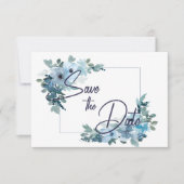 Pastel Blue Waterverf Rozen opslaan datum Save The Date (Voorkant)