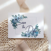 Pastel Blue Waterverf Rozen opslaan datum Save The Date
