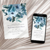 Pastel Blue Waterverf Rozen Weddenschap Kaart