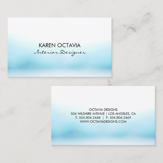 Pastel Blue Waterverf Visitekaartje (Voorkant / Achterkant)