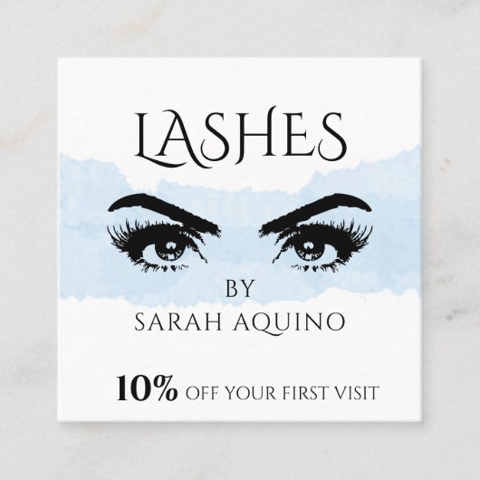 Pastel Blue Waterverf Wash & Glam Eyes Lashes Kortingskaartje (Voorkant)