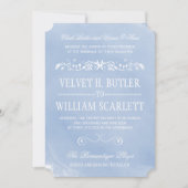 Pastel Blue Waterverf Wedding Invitations Kaart (Voorkant)