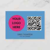 Pastel Blue Wave QR Scan Company Visitekaartje (Voorkant)