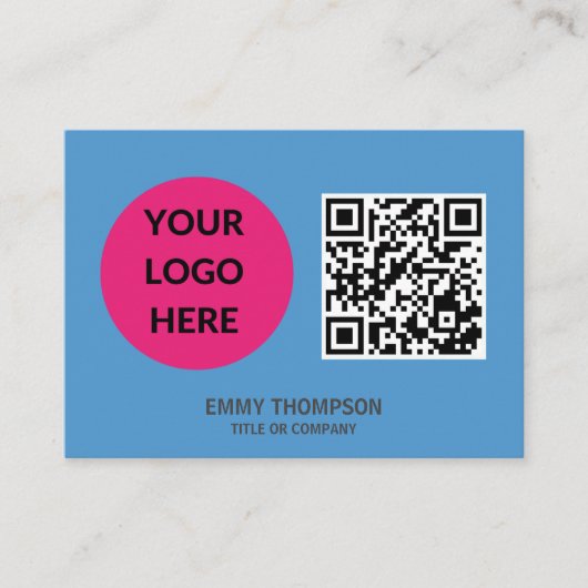 Pastel Blue Wave QR Scan Company Visitekaartje (Voorkant)