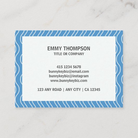 Pastel Blue Wave QR Scan Company Visitekaartje (Achterkant)
