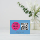 Pastel Blue Wave QR Scan Company Visitekaartje (Staand voorkant)