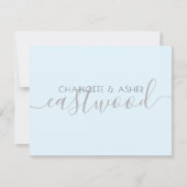 Pastel Blue Wedding Monogram Note Kaart Notitiekaartje (Voorkant)