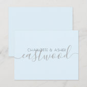 Pastel Blue Wedding Monogram Note Kaart Notitiekaartje (Voorkant / Achterkant)