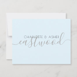 Pastel Blue Wedding Monogram Note Kaart Notitiekaartje