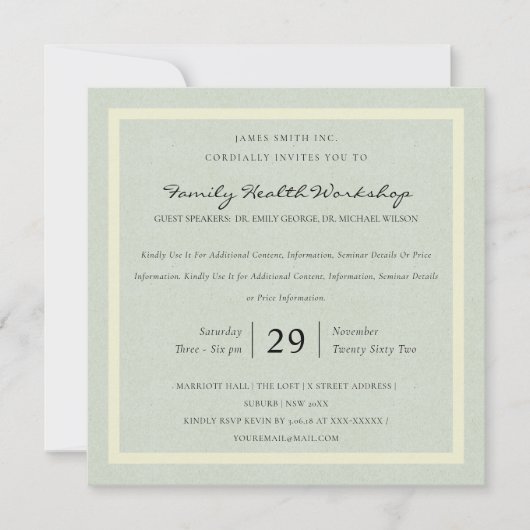 PASTEL BLUE WHITE DAMASK CLASSIC WORKSHOP EVENT KAART (Voorkant)