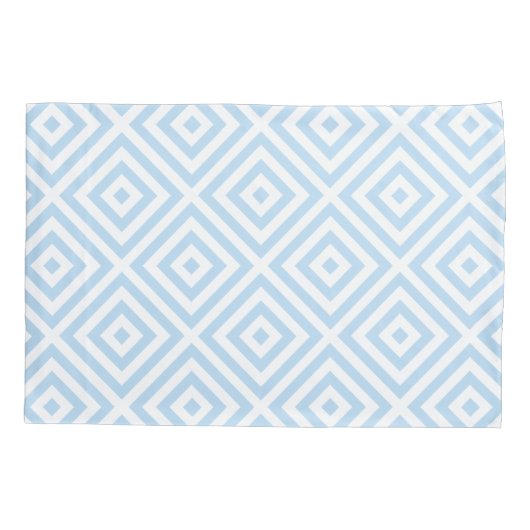 Pastel Blue White Diamond Pattern Pillow Hoesje Kussensloop (Achterkant-Links)