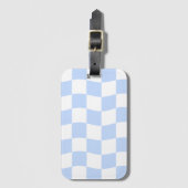 Pastel Blue White Retro Checkerboard Pattern Bagagelabel (Voorkant (verticaal))