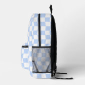 Pastel Blue White Retro Checkerboard Pattern Bedrukte Rugzak (Rechts)