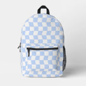Pastel Blue White Retro Checkerboard Pattern Bedrukte Rugzak (Voorkant)