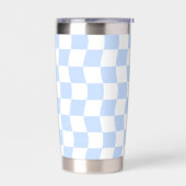 Pastel Blue White Retro Checkerboard Pattern Geïsoleerde Drinkbeker (Links)