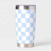 Pastel Blue White Retro Checkerboard Pattern Geïsoleerde Drinkbeker (Voorkant)