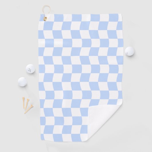 Pastel Blue White Retro Checkerboard Pattern Golfhanddoek (Insitu)