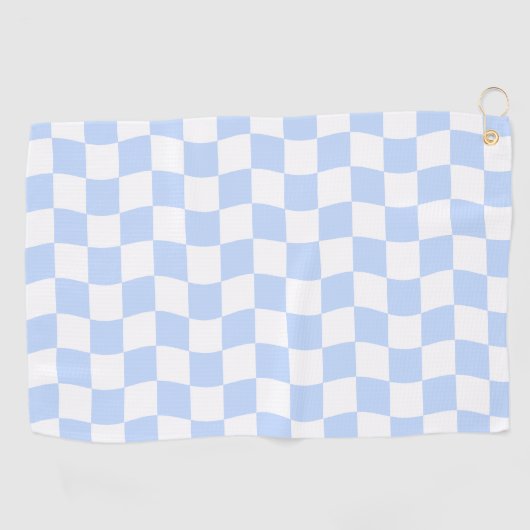 Pastel Blue White Retro Checkerboard Pattern Golfhanddoek (Horizontaal)