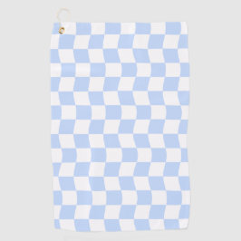 Pastel Blue White Retro Checkerboard Pattern Golfhanddoek