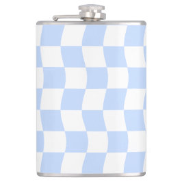 Pastel Blue White Retro Checkerboard Pattern Heupfles