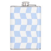Pastel Blue White Retro Checkerboard Pattern Heupfles (Achterkant)
