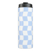 Pastel Blue White Retro Checkerboard Pattern Thermosbeker (Voorkant)
