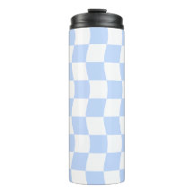 Pastel Blue White Retro Checkerboard Pattern