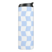 Pastel Blue White Retro Checkerboard Pattern Thermosbeker (Gedraaid links)