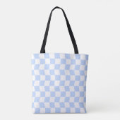 Pastel Blue White Retro Checkerboard Pattern Tote Bag (Achterkant)