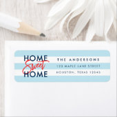 Pastel Blue White Stripes Home Sweet Home Etiket (Insitu)
