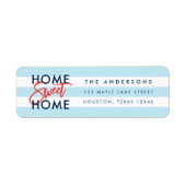 Pastel Blue White Stripes Home Sweet Home Etiket (Voorkant)