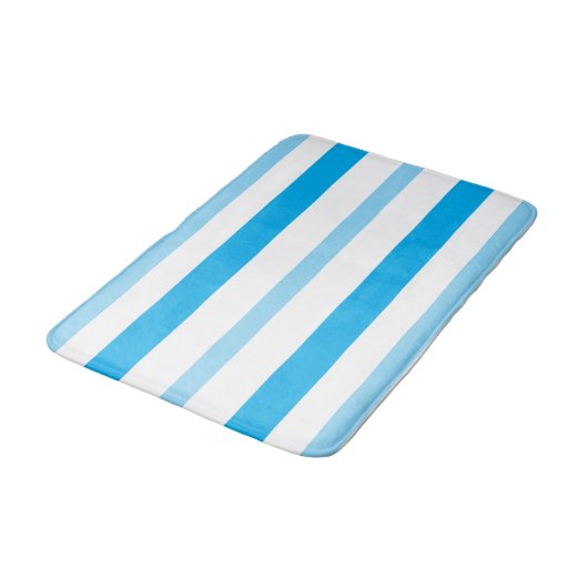 Pastel Blue White Summer Stripes Badmat (Gekanteld)