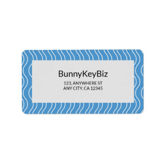 Pastel Blue White Wave Line Business Company Etiket