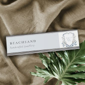 Pastel Blue Wilde Waterverf Crest Monogram Bureau Naambordje