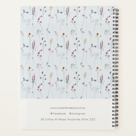 Pastel Blue Wilde Waterverf Crest Monogram Planner (Achterkant)