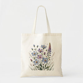 Pastel Blue Wildflowers – Minimalist Botanical Tote Bag