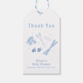 Pastel Blue Winter Après Bébé Ski Boy Baby Shower Cadeaulabel