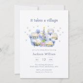 Pastel Blue Winter It Take A Village Baby Shower Kaart (Voorkant)