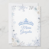 Pastel Blue Winter Snow Floral Princess Mis Quince Kaart (Achterkant)