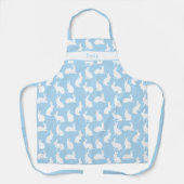 Pastel Blue With White Bunny Pattern And Name Schort (Voorkant)