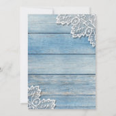 Pastel Blue Wood en White Lace Wedding Kaart (Achterkant)