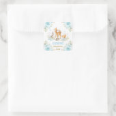 Pastel Blue Woodland Animals Baby shower Favors Vierkante Sticker (Tas)