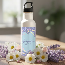 Pastel Blue Yellow And Pink Custom Daisy Waterfles