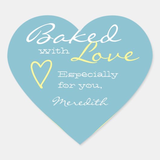 Pastel Blue Yellow Simple Made Love Heart Shape Hart Sticker (Voorkant)