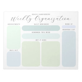 Pastel Blues en Greens Custom Weekly Organisatie Notitieblok