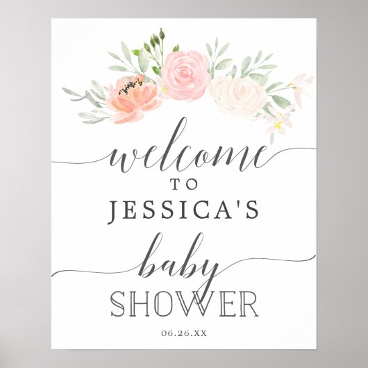 Pastel Blush Baby shower Welkomstteken Poster (Voorkant)