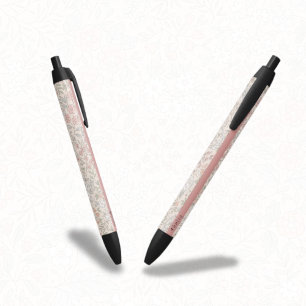 Pastel Blush Bloemen Aangepaste Naam Botanische Pr Zwarte Inkt Pen