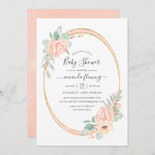 Pastel Blush Bloemen Geometrisch Baby shower Kaart